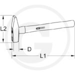 KS Tools Voorhamer met essenhouten steel,3000g - Afbeelding 2